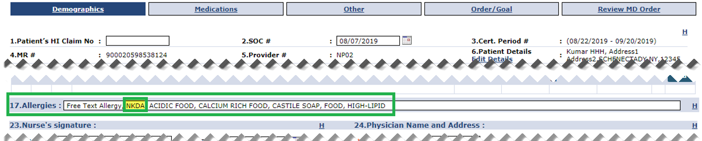 Patient MD Order: NKDA Selected for Patient Patient MD Order: NKDA Selected for Patient