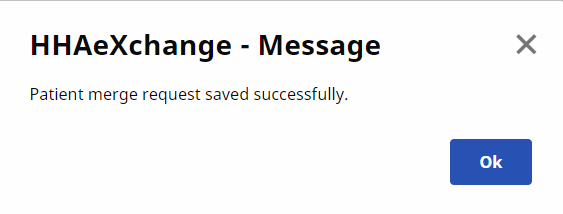 Merge Record Complete The image displays a confirmation that the merge request is saved successfully,