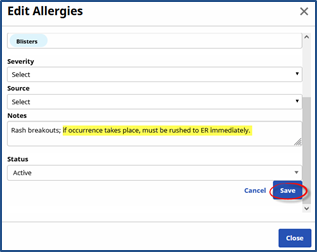 Editing an Allergy Entry Editing an Allergy Entry