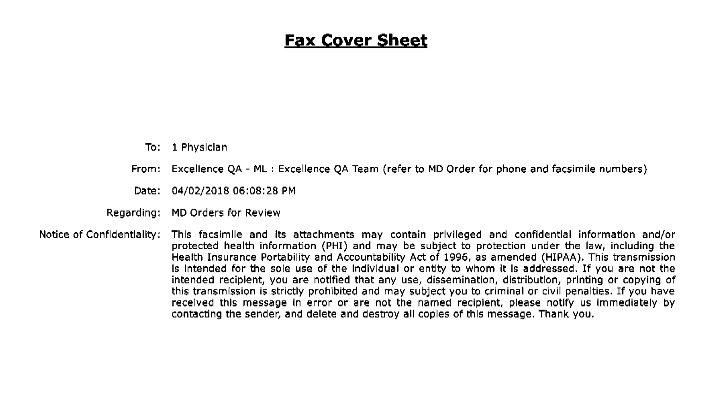 MD Order Fax Cover Sheet MD Order Fax Cover Sheet