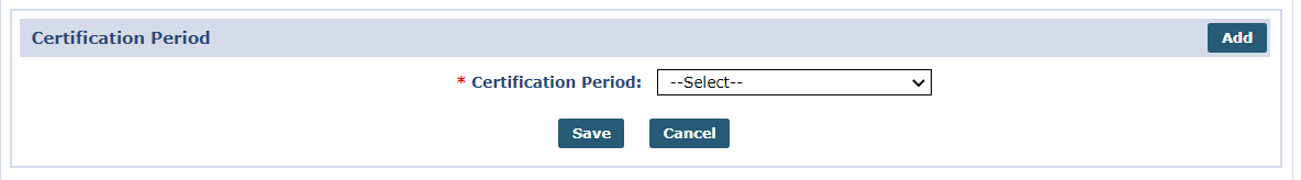 Creating a Certification Period MD Order: Creating a Certification Period