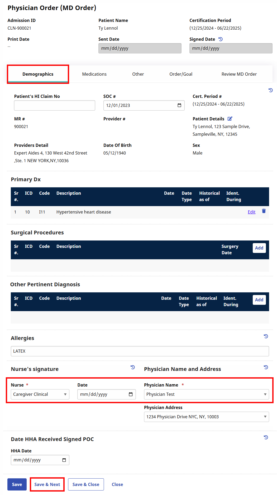 MD Order - Demographics Section MD Order - Demographics Section