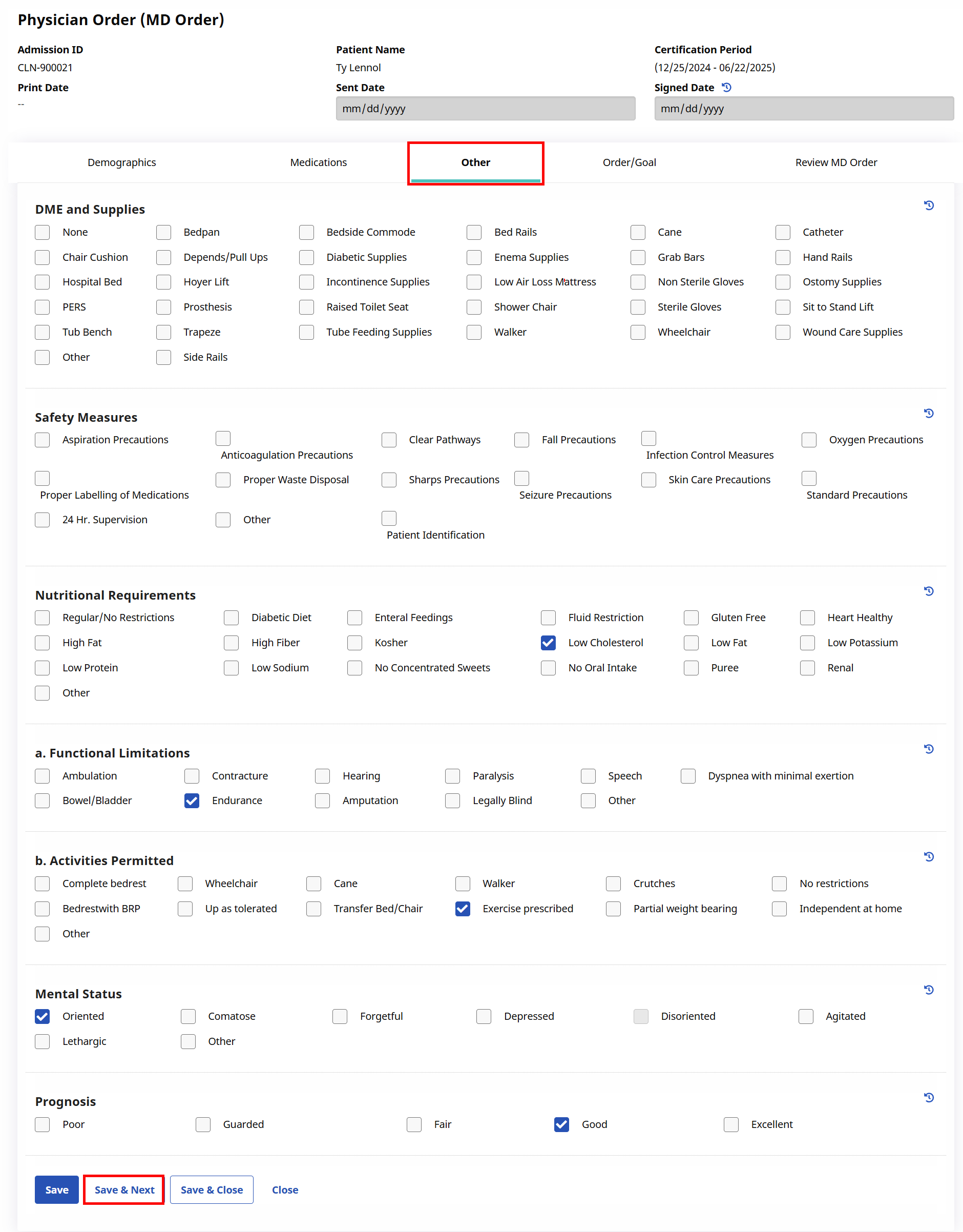 MD Order - Other Section MD Order - Other Section