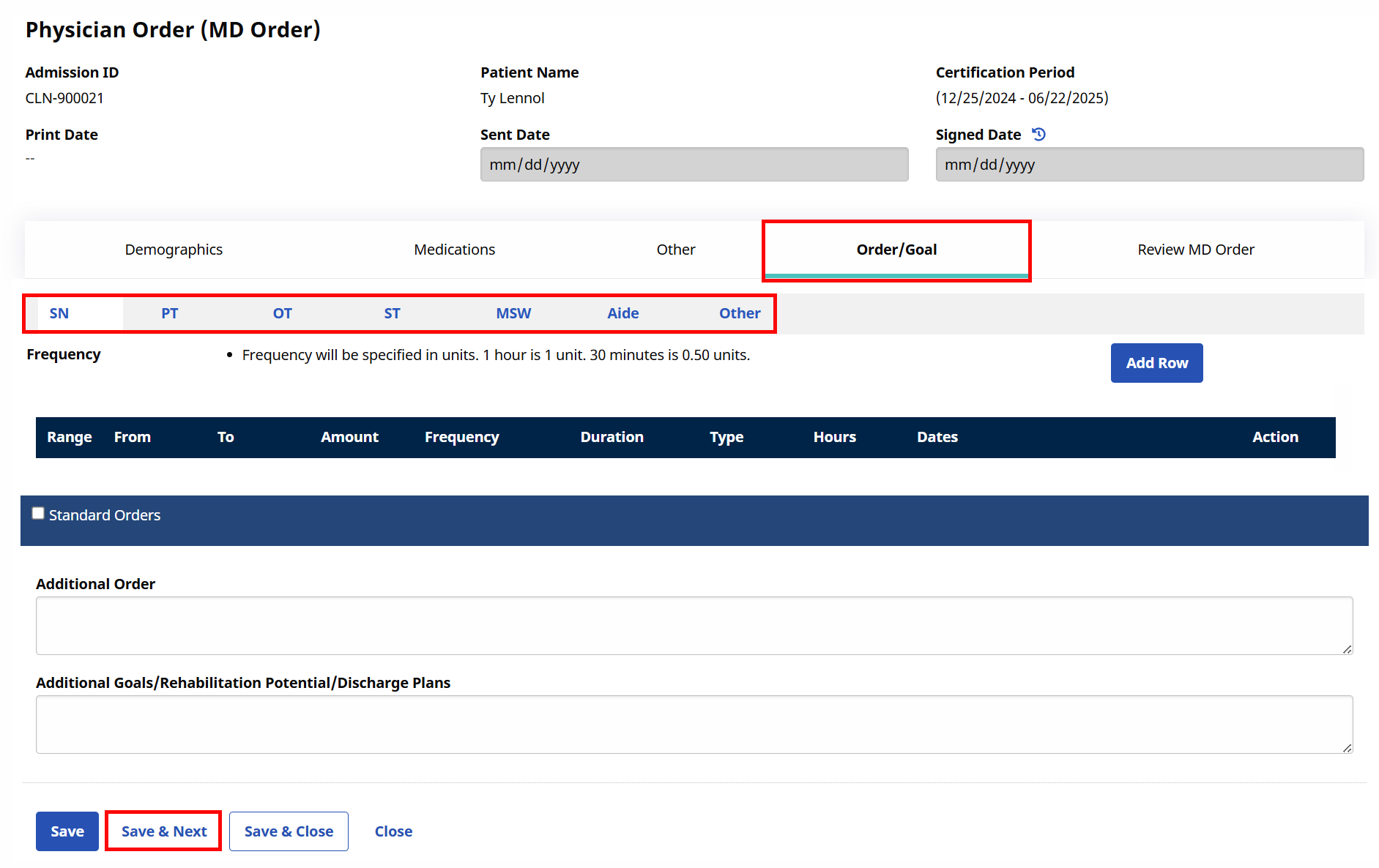 MD Order – Order/Goal Section MD Order – Order/Goal Section