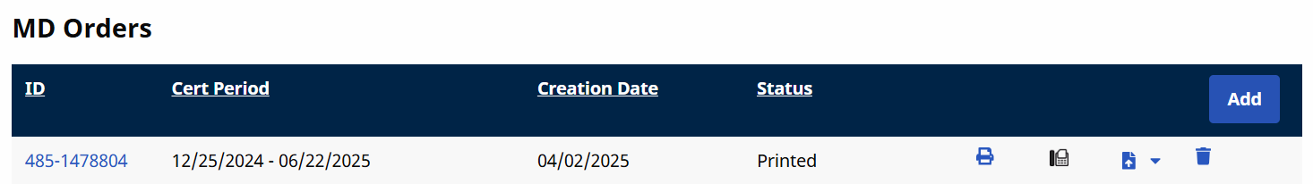 MD Order Printed Status MD Order Printed Status