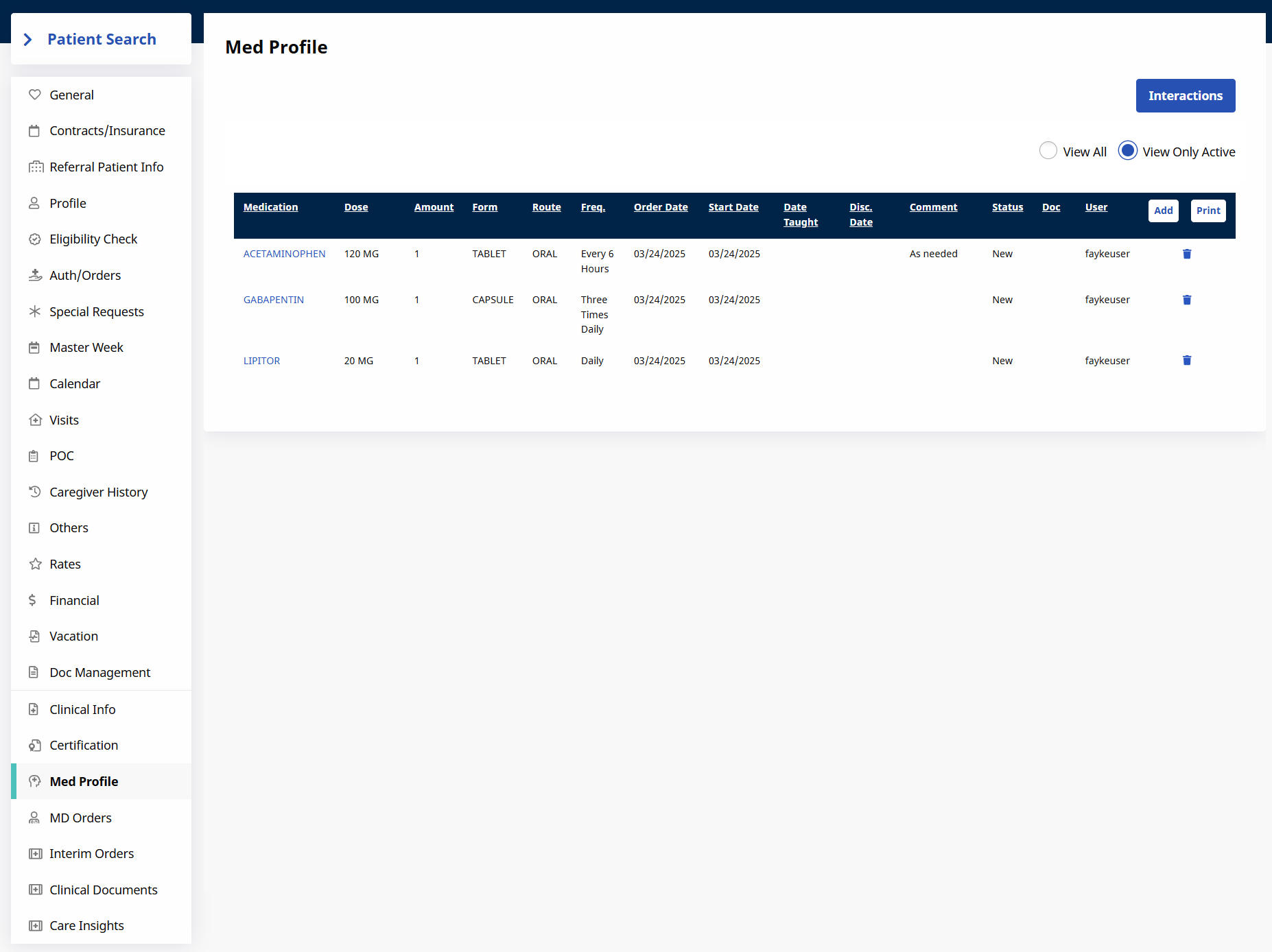 Med Profile Patient's Med Profile record