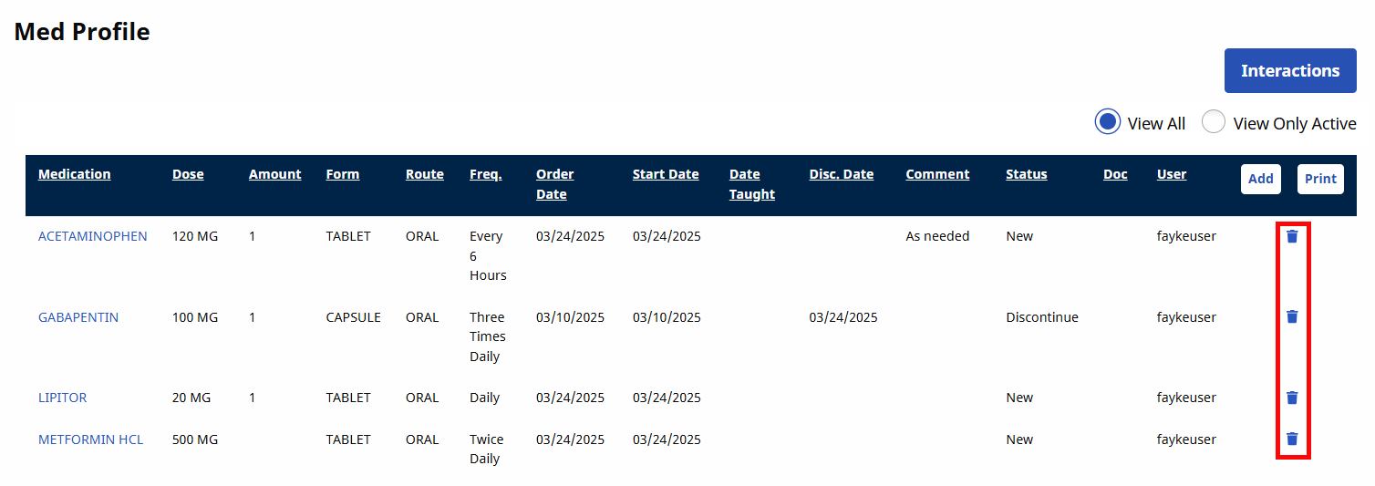 Delete a Medication Delete a Medication