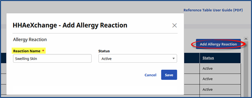Reference Table Allergy Reaction Reference Table Allergy Reaction