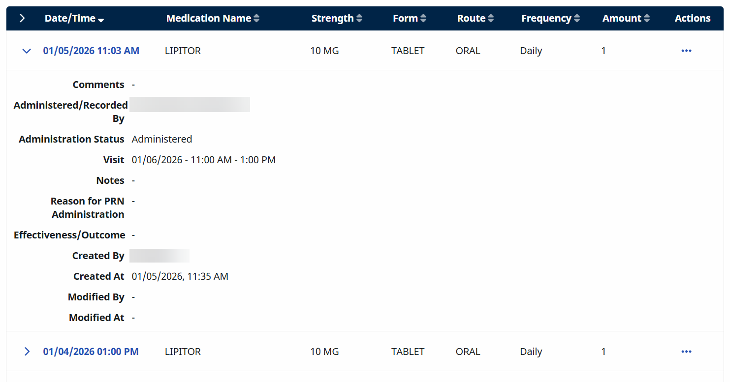 Click on a date to see the details of that medication log. Click on a date to see the details of that medication log.