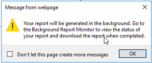 Message from Webpage; Generating Background Report