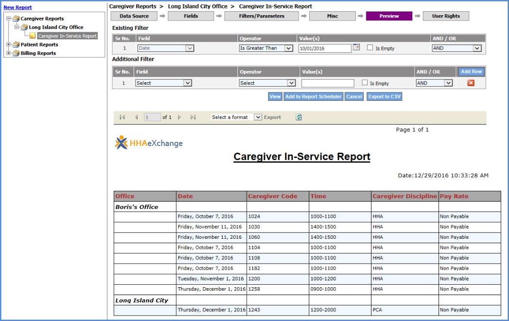 Caregiver In-service Report Caregiver In-service Report