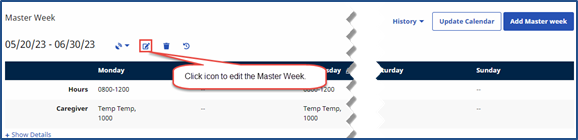Edit a Master Week Edit a Master Week