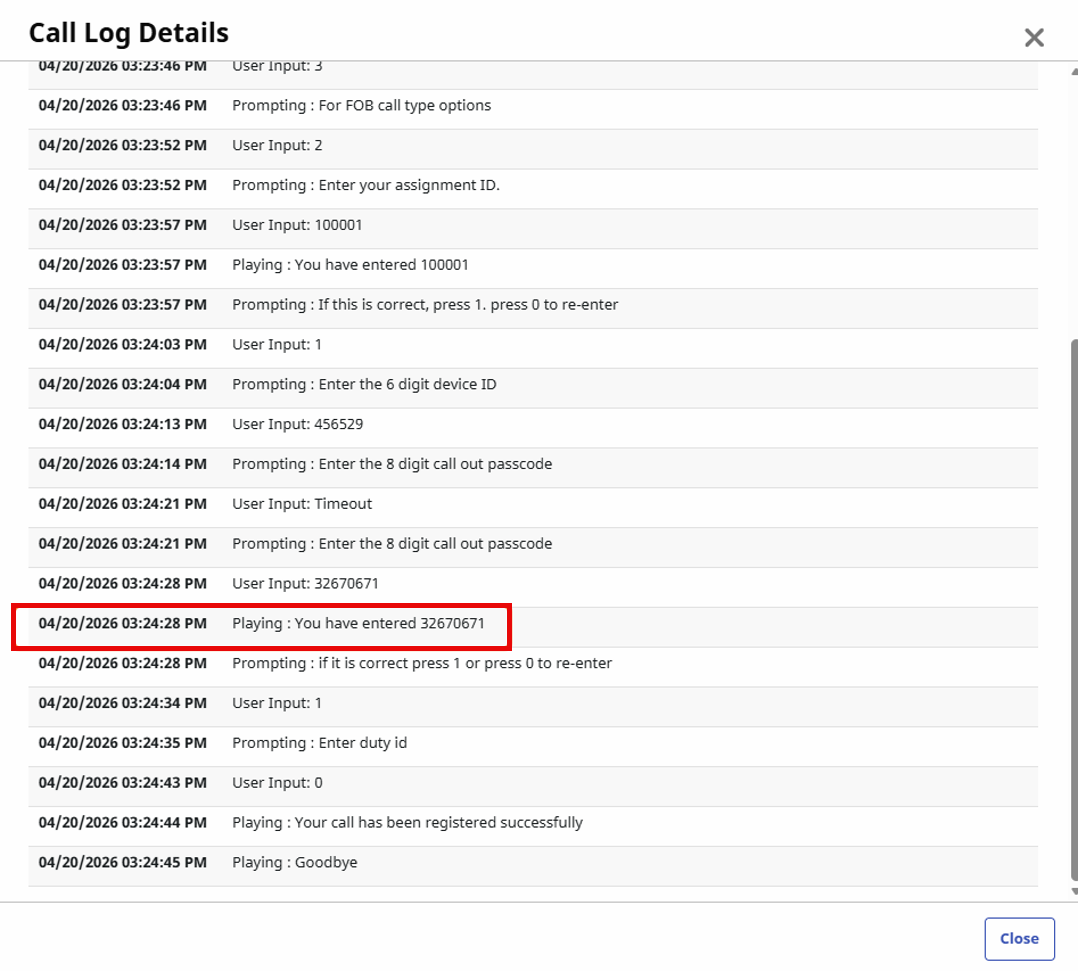 Call Log Details Call Log Details