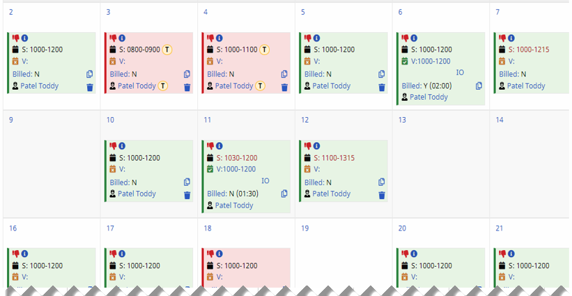 Patient Calendar Adjusted Visits Patient Calendar Adjusted Visits