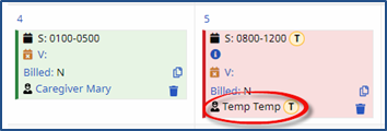 Temp Caregiver Assigned to Visit Temp Caregiver Assigned to Visit